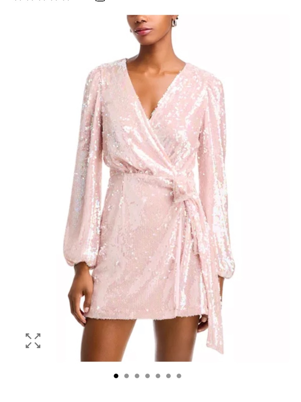 Never Worn Long Sleeve Pink Sequin Wrap Dress